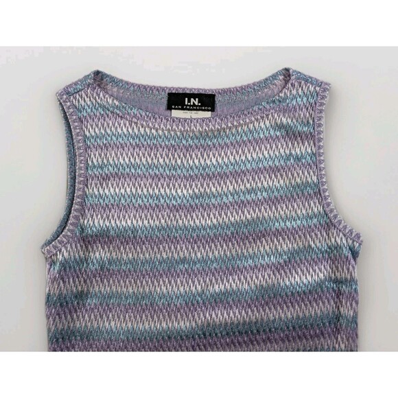 I.N. San Francisco Tops - I.N. San Francisco Tank Top Womens L Purple Zig Zag Stripe Y2K Retro